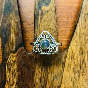 Sterling Silver Ring 925 Labradorite Stone Boho